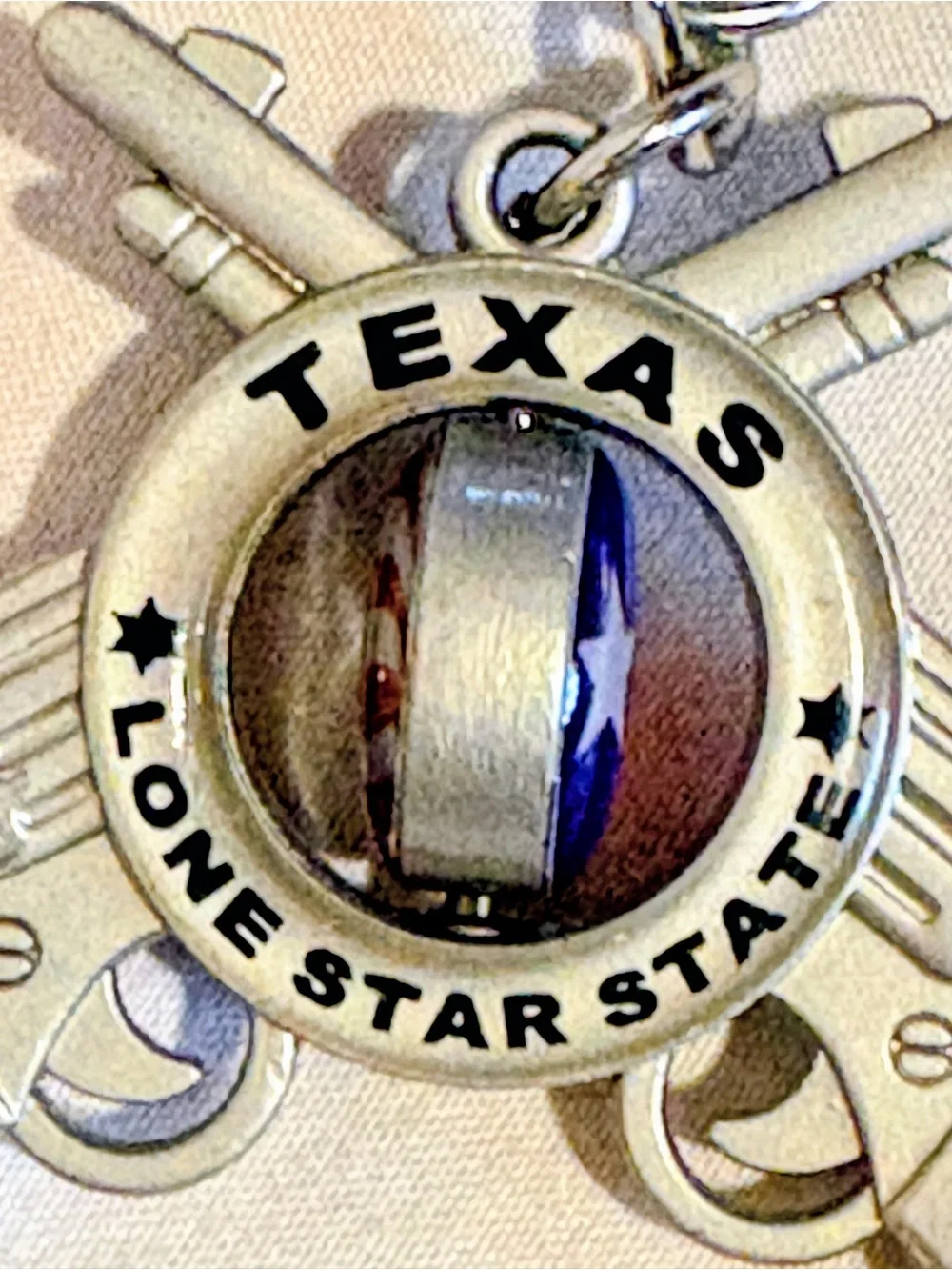 Texas Lone Star State Silver Flag Keychain
